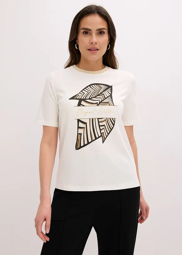 Shirt aus Bio-Baumwolle in weiß von vorne (im Anschnitt) - bonprix