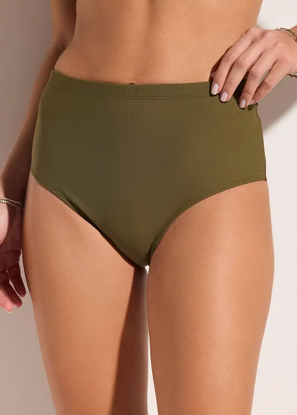 High Waist Light Shape-Bikinihose in grün von vorne - bonprix