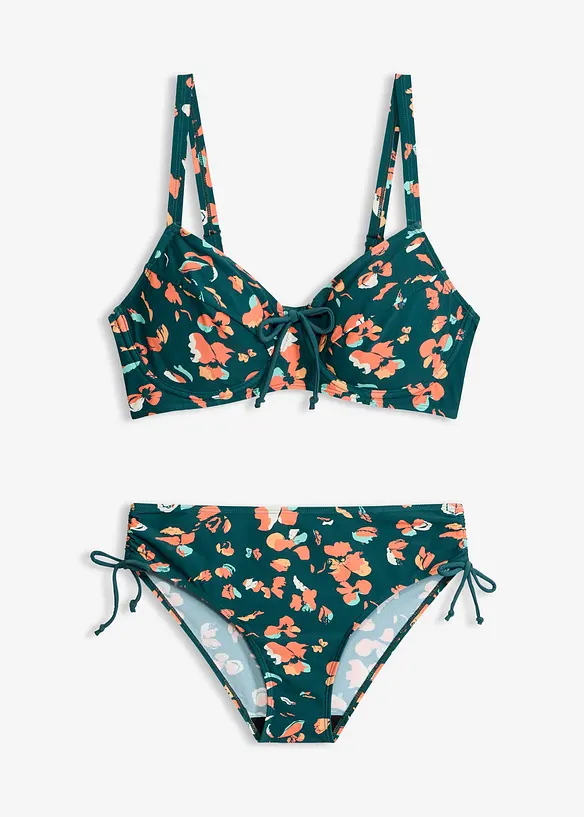 Minimizer-Bikini mit Bindebändern (2-tlg.Set) in petrol von vorne - bonprix