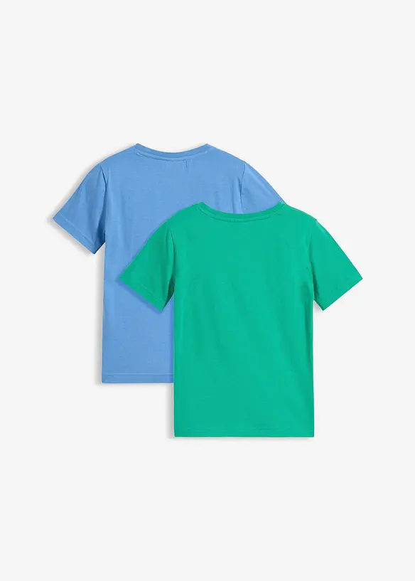 T-Shirt aus reiner Bio Baumwolle (2er Pack) in blau von hinten - bonprix