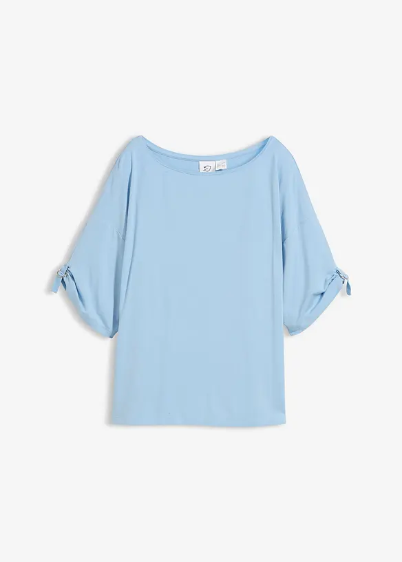 T-Shirt mit U-Boot-Ausschnitt in blau von vorne - bonprix