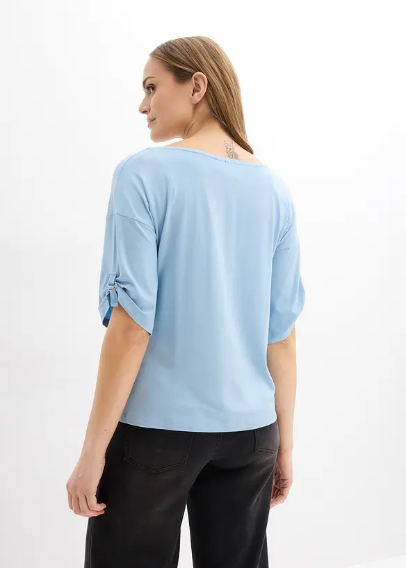 T-Shirt mit U-Boot-Ausschnitt in blau von hinten (im Anschnitt) - bonprix