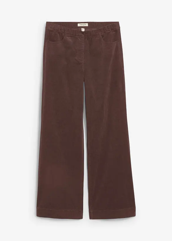 High-Waist-Cordhose aus Baumwoll-Mix in braun von vorne - bonprix