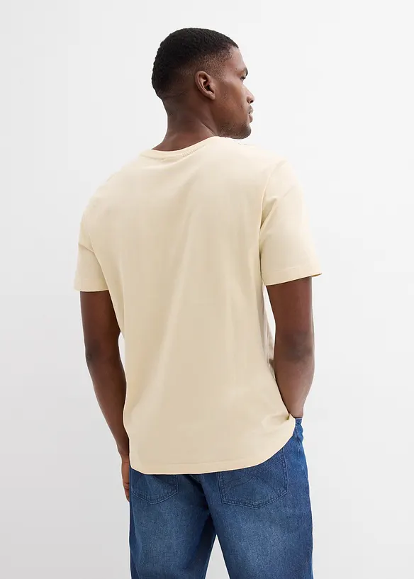 T-Shirt aus reiner Bio-Baumwolle in beige von hinten (im Anschnitt) - bonprix