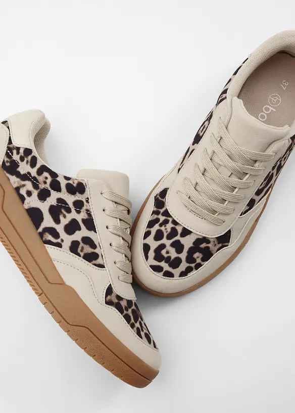 Sneaker mit Animal-Details in beige - bonprix
