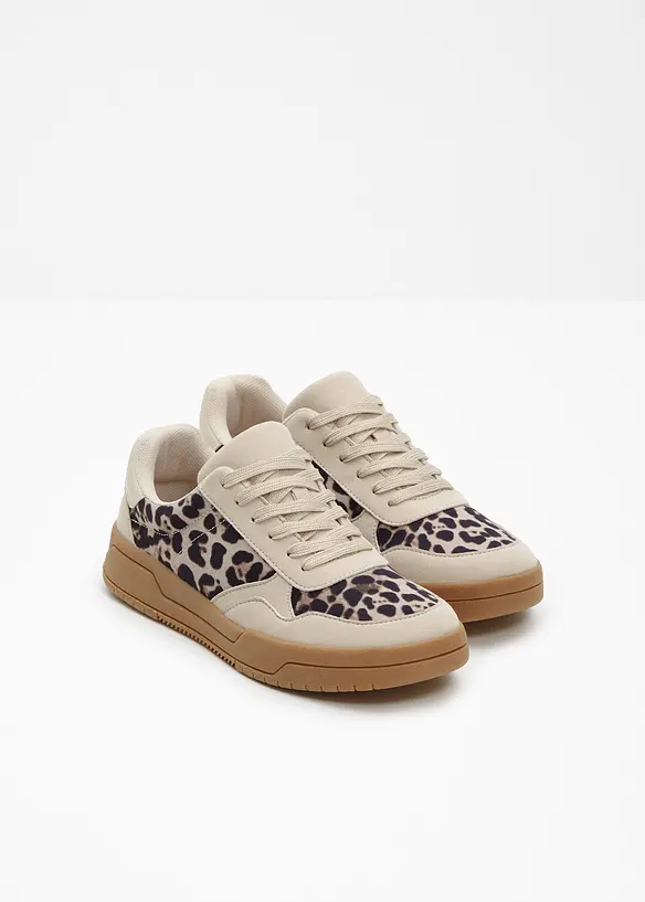 Sneaker mit Animal-Details in beige - bonprix