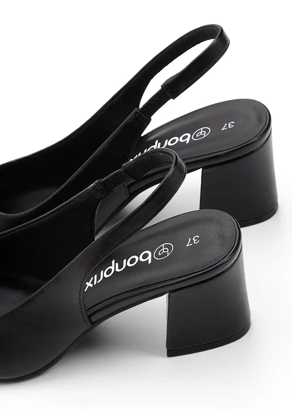 Slingpumps mit Blockabsatz in schwarz - bonprix