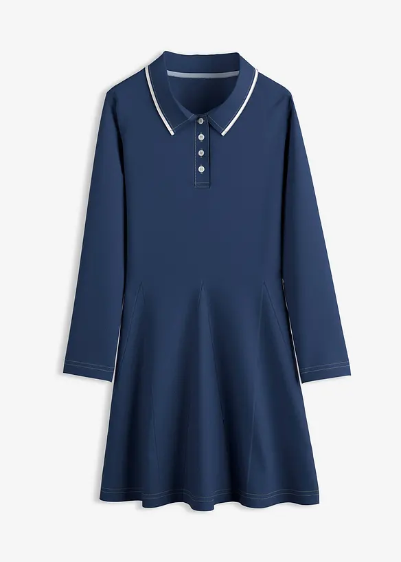 Ausgestelltes Shirtkleid aus reiner Bio-Baumwolle in blau von vorne - bonprix