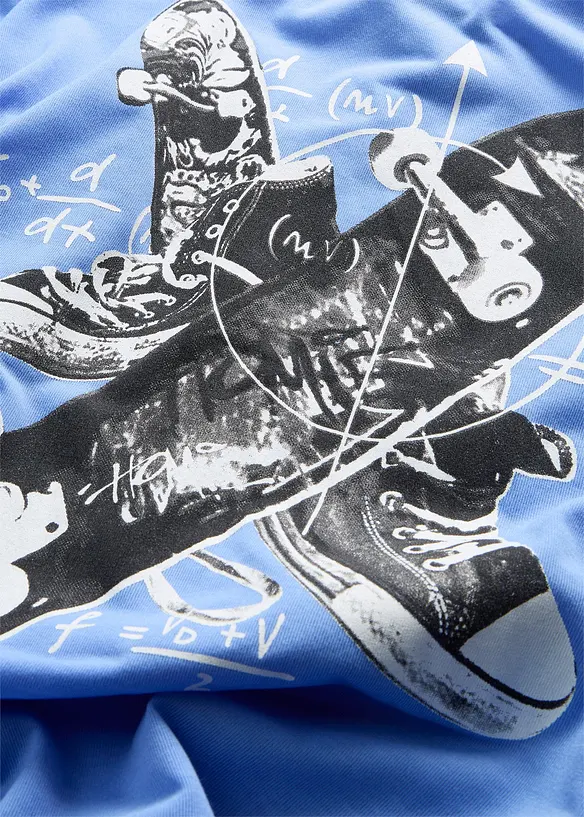 T-Shirt mit Skater-Print in blau - bonprix