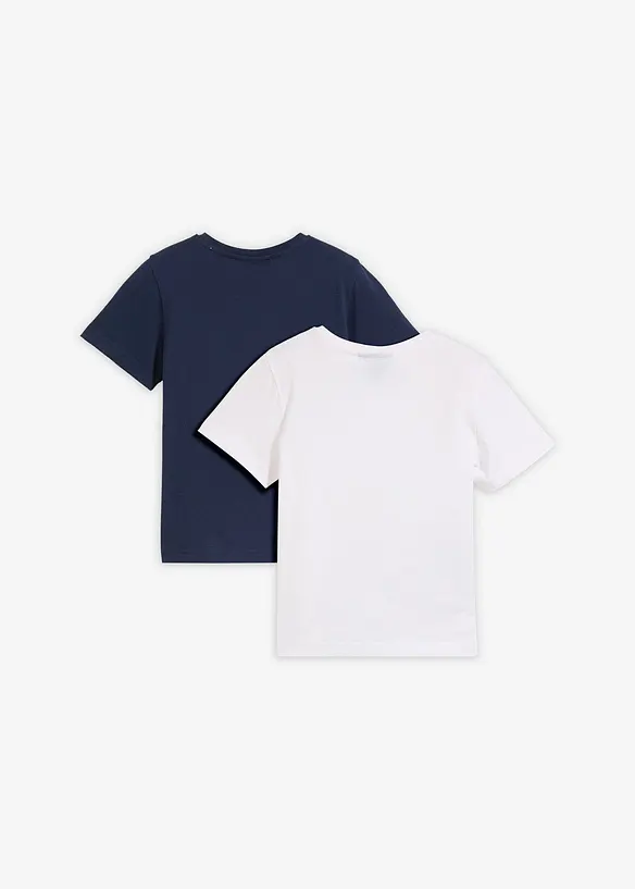 T-Shirt (2er Pack) aus reiner Bio-Baumwolle in blau von hinten - bonprix