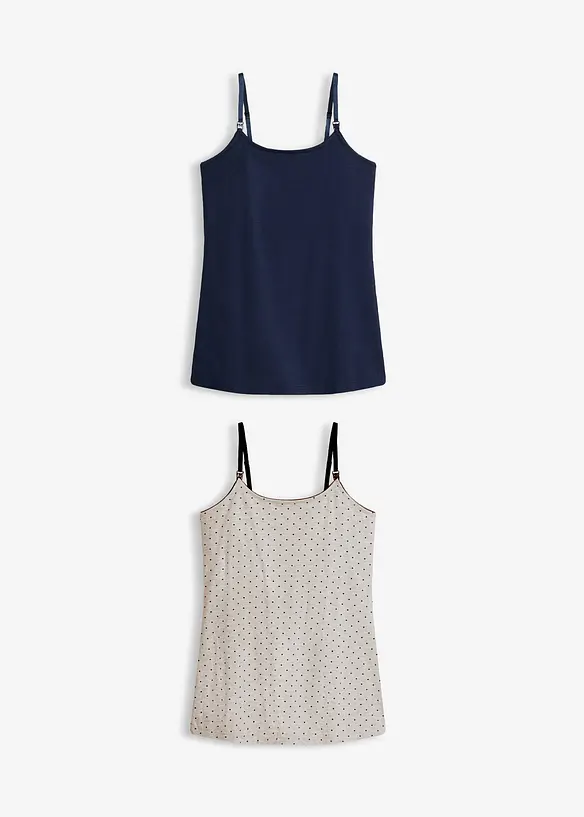 Stilltop mit Bio-Baumwolle  (2er Pack) in blau von vorne - bonprix