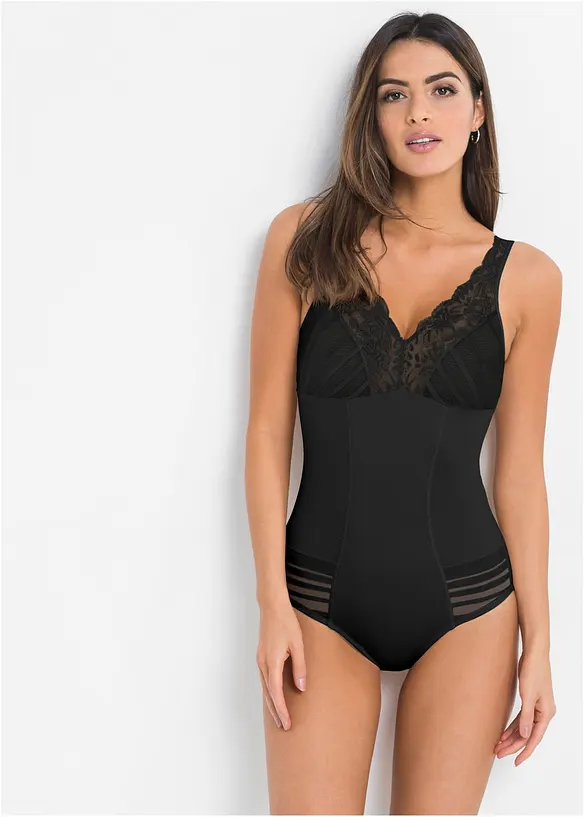 Medium Shape Body mit Spitze in schwarz von vorne (Totalaufnahme) - bonprix