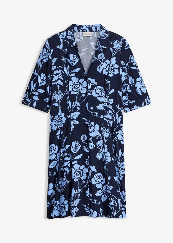 Blusenkleid aus fließender Viskose in blau von vorne - bonprix