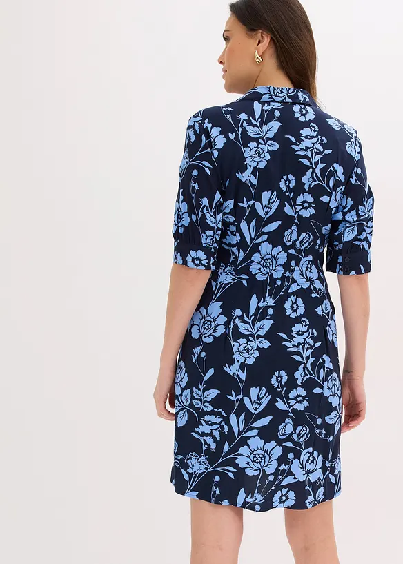Blusenkleid aus fließender Viskose in blau von hinten (Totalaufnahme) - bonprix