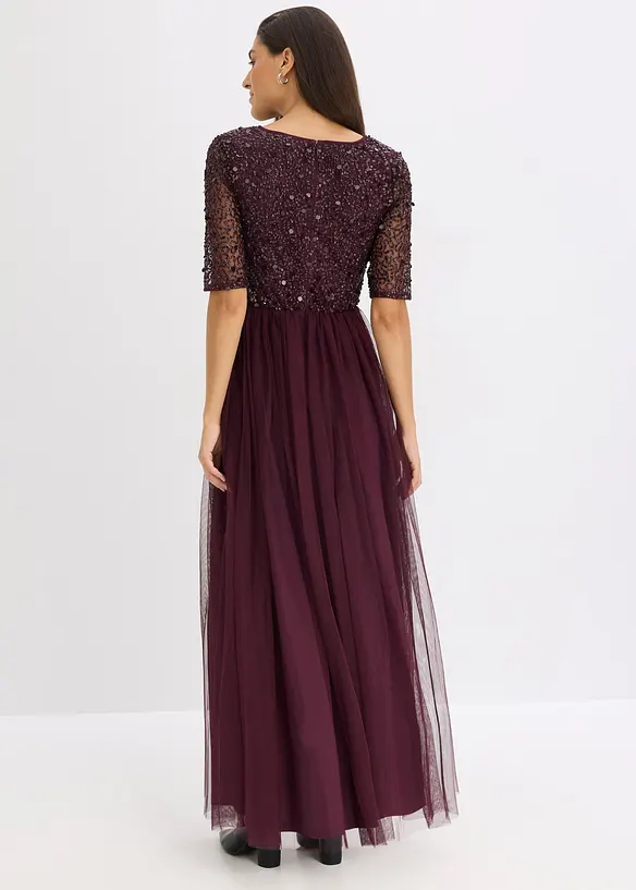 Abendkleid aus zartem Tüll mit Paillettenstickerei in rot von hinten (Totalaufnahme) - bonprix Abendkleid aus zartem Tüll mit Paillettenstickerei in rot von hinten (Totalaufnahme) - bonprix