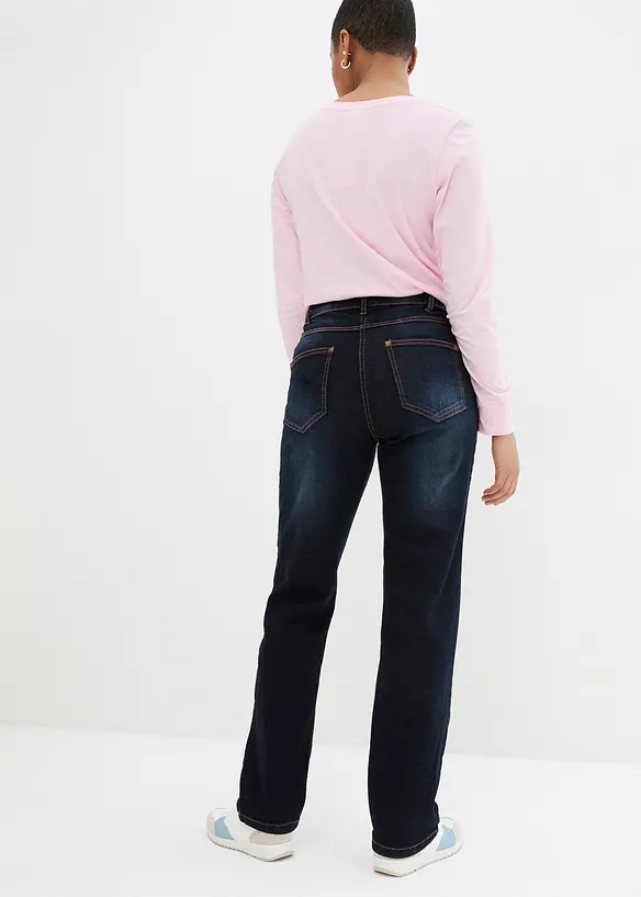 Straight-Jeans Mid Waist, Bequembund in blau von hinten - bonprix