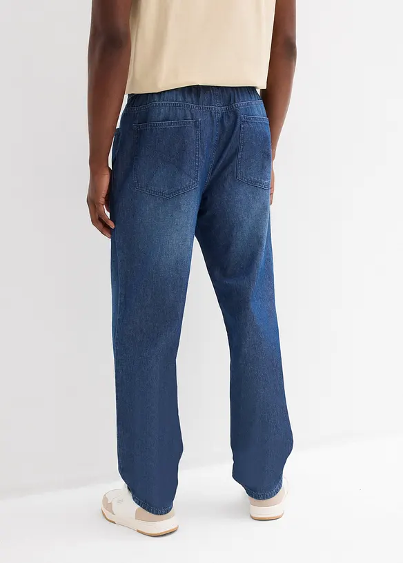 Leichte Classic Fit Schlupfjeans, Tapered (2er Pack) in blau von hinten - bonprix