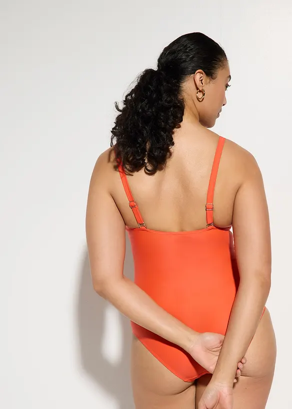 Light Shape-Badeanzug mit V-Ausschnitt in orange von hinten (Totalaufnahme) - bonprix