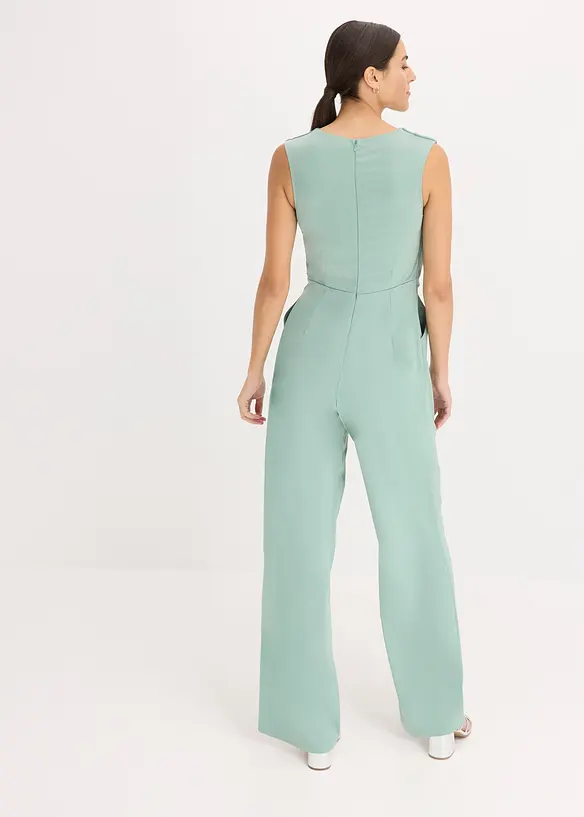 Overall aus glänzendem Satin in grün von hinten (Totalaufnahme) - bonprix