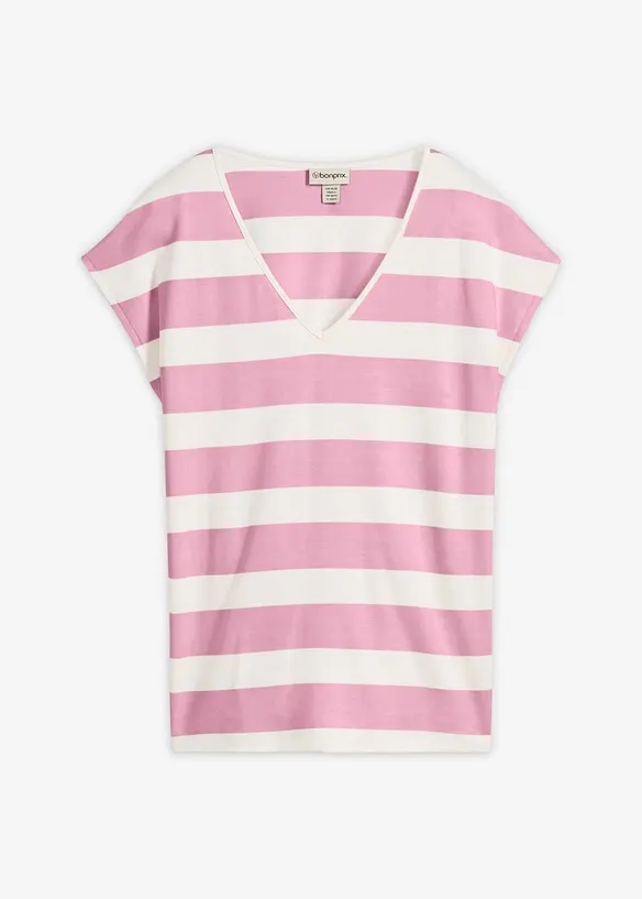 Gestreiftes Strickshirt in weiß von vorne - bonprix