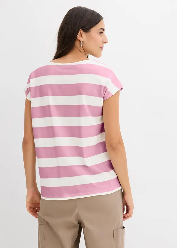 Gestreiftes Strickshirt in weiß von hinten (im Anschnitt) - bonprix