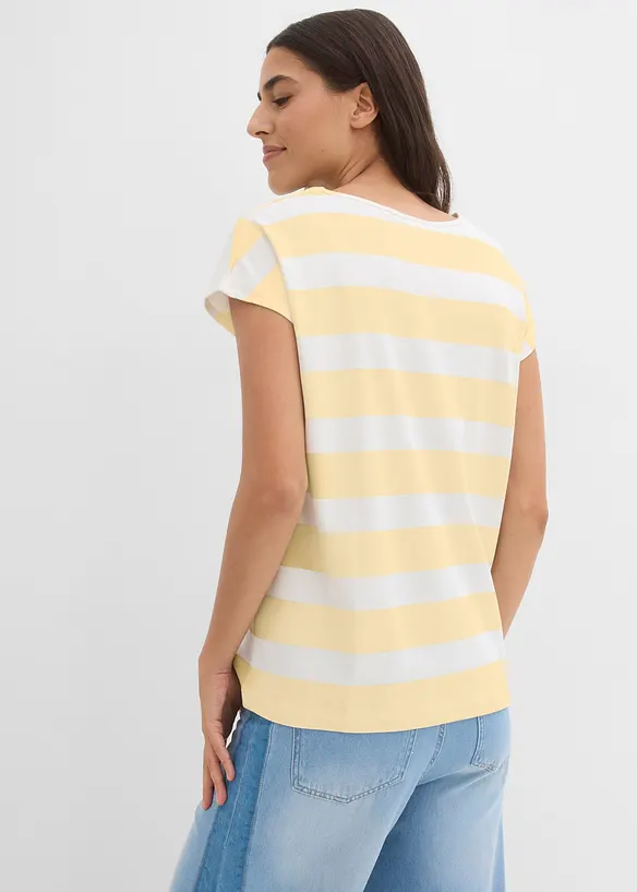 Gestreiftes Strickshirt in weiß von hinten (im Anschnitt) - bonprix