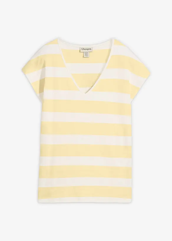 Gestreiftes Strickshirt in weiß von vorne - bonprix