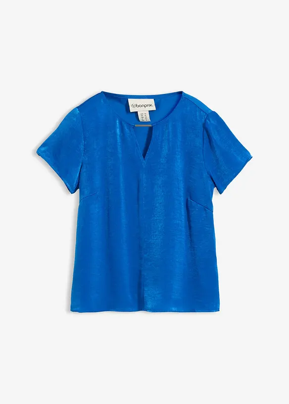 Tunika aus feinem Satin in blau von vorne - bonprix