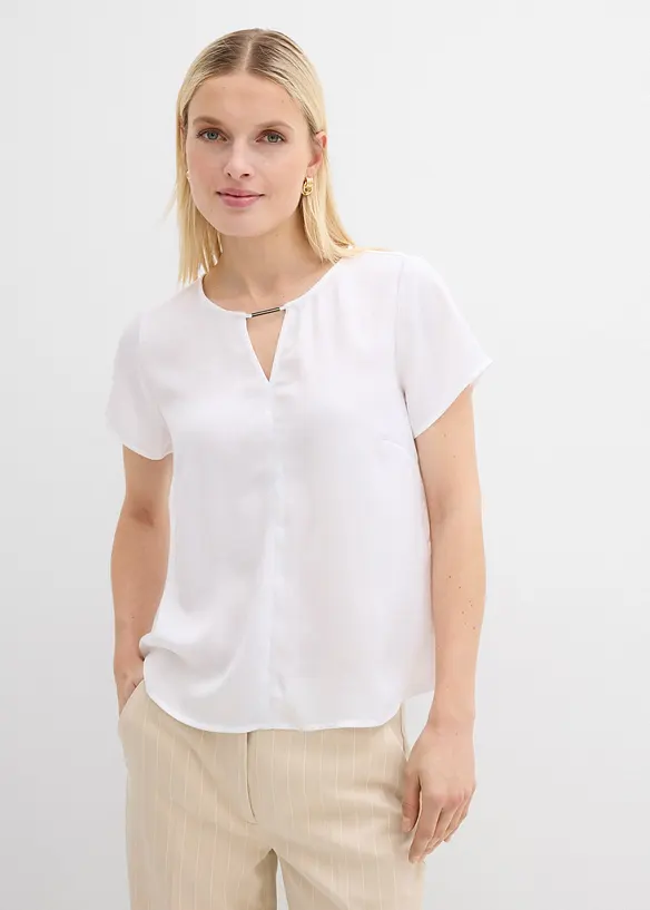 Tunika aus feinem Satin in weiß von vorne (im Anschnitt) - bonprix
