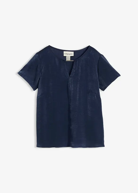 Tunika aus feinem Satin in blau von vorne - bonprix