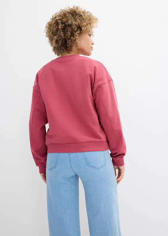 Oversize-Sweatshirt aus reiner Bio-Baumwolle in rot von hinten (im Anschnitt) - bonprix