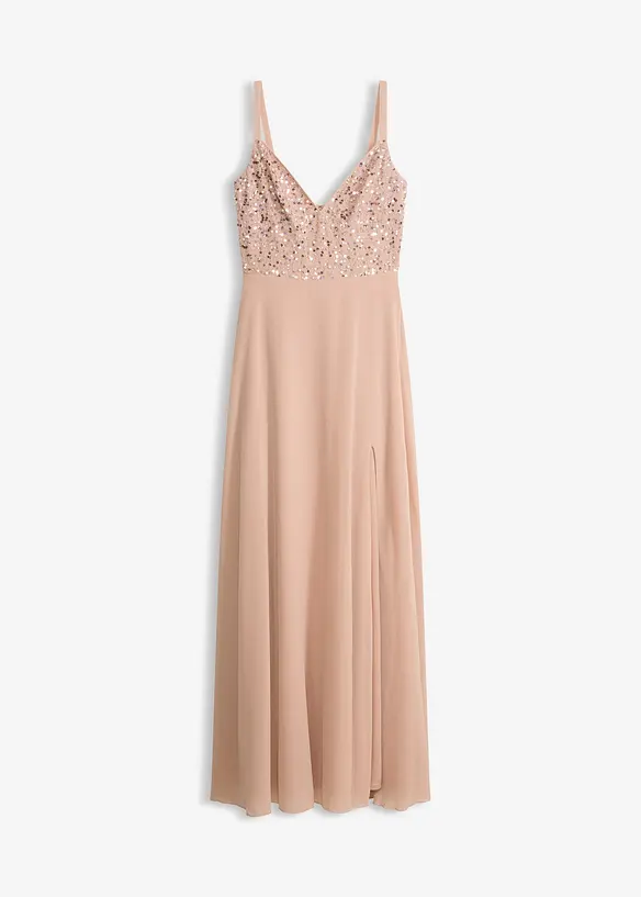Abendkleid in beige von vorne - bonprix