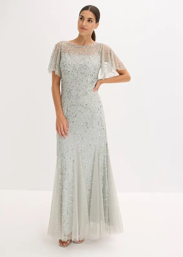 Abendkleid in blau von vorne (Totalaufnahme) - bonprix