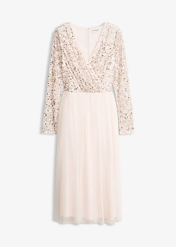 Cocktailkleid mit Paillettenstickerei in rosa von vorne - bonprix