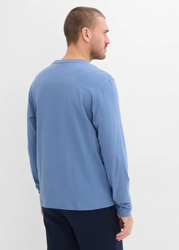 Langarmshirt in Regular Fit (2er Pack) in blau von hinten (im Anschnitt) - bonprix