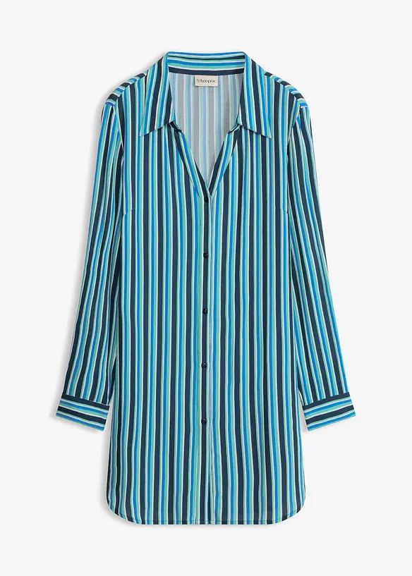 Strandbluse aus fließender Viskose in blau von vorne - bonprix Strandbluse aus fließender Viskose in blau von vorne - bonprix