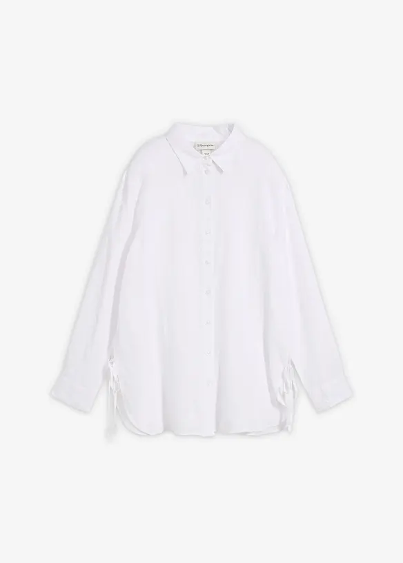 Hemdbluse aus reinem Leinen in weiß von vorne - bonprix