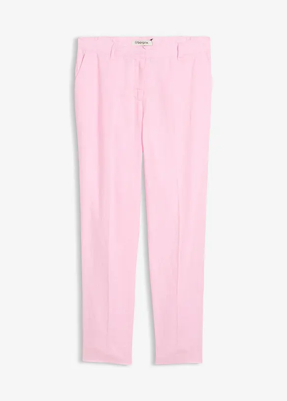 verkürzte Hose aus reinem Leinen in rosa von vorne - bonprix