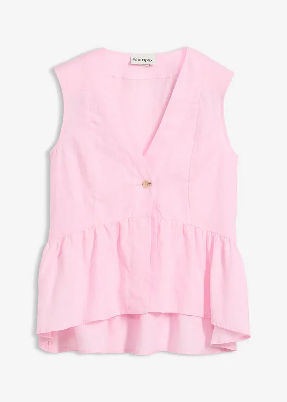 Weste aus reinem Leinen in rosa von vorne - bonprix