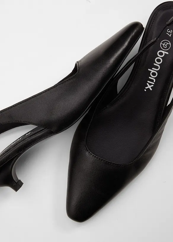 Slingpumps aus Leder in schwarz - bonprix