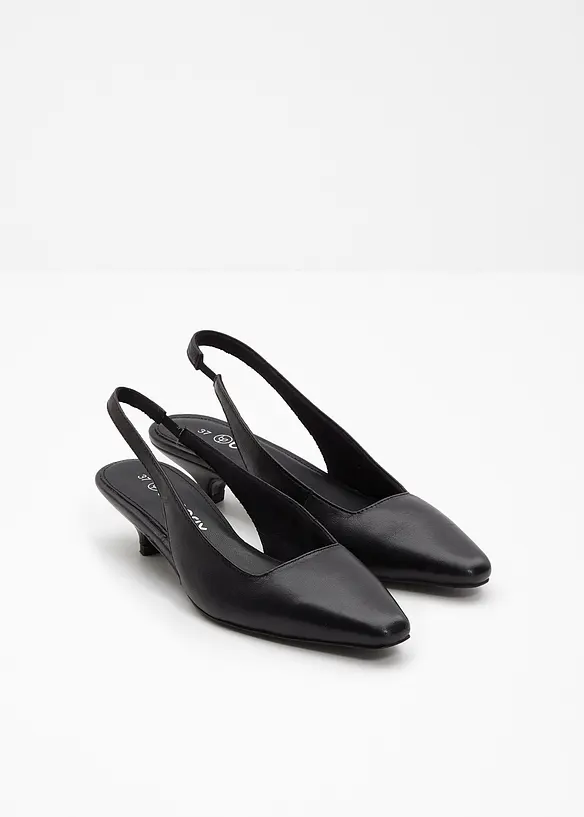 Slingpumps aus Leder in schwarz - bonprix