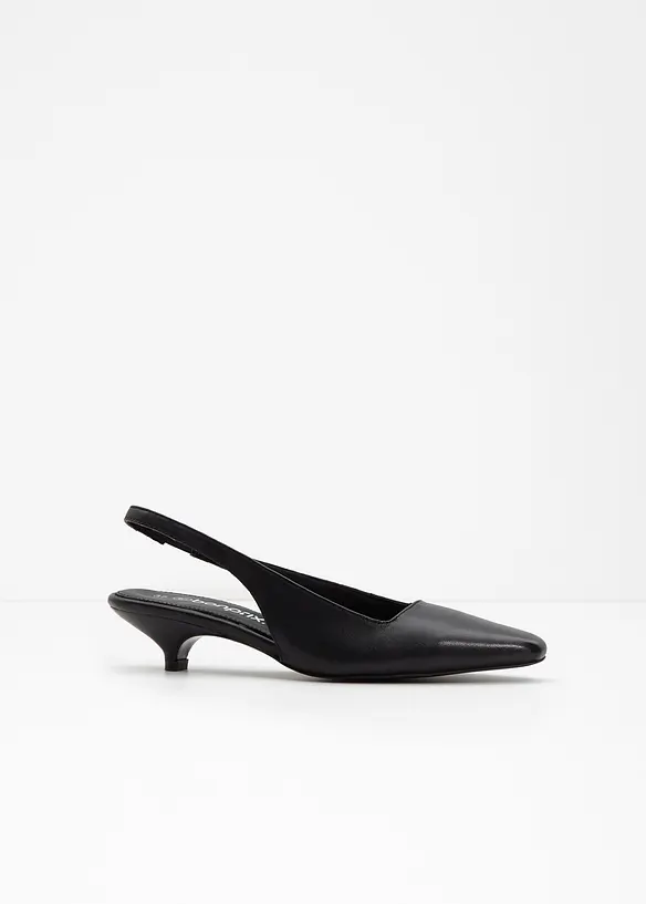 Slingpumps aus Leder in schwarz - bonprix