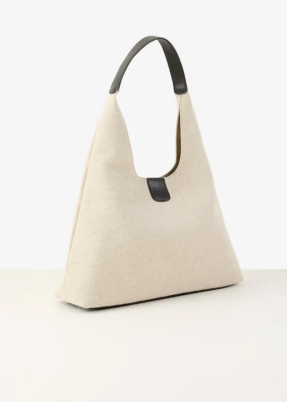 Beuteltasche mit Leinen in beige von hinten - bonprix