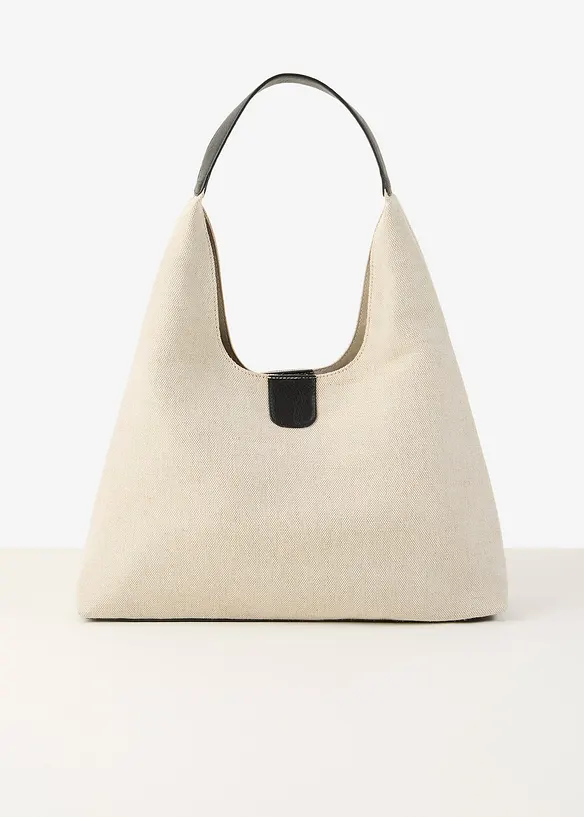 Beuteltasche mit Leinen in beige von vorne - bonprix