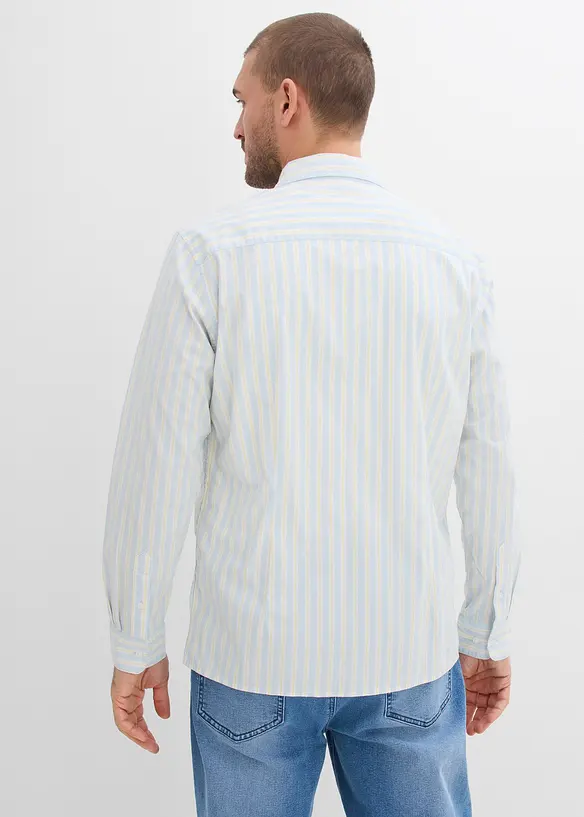 Bügelarmes Business-Hemd in Modern Fit in blau von hinten (im Anschnitt) - bonprix