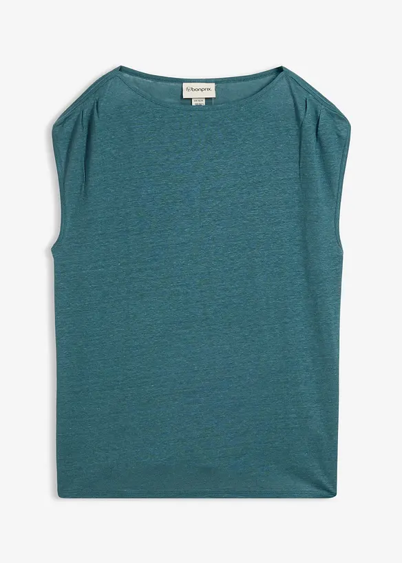 Shirt aus reinem Leinen in petrol von vorne - bonprix