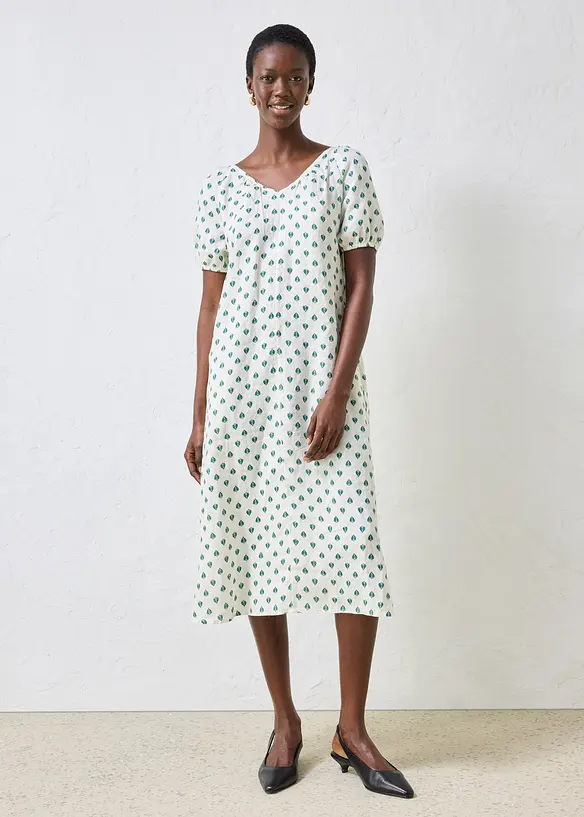 Kleid aus reinem Leinen in weiß von vorne (Totalaufnahme) - bonprix Kleid aus reinem Leinen in weiß von vorne (Totalaufnahme) - bonprix
