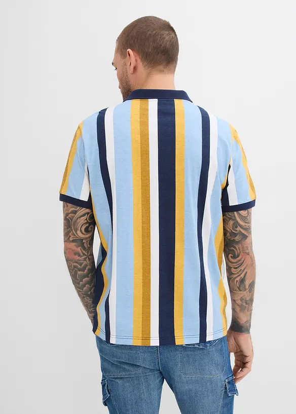 Poloshirt aus reiner Bio-Baumwolle in blau von hinten (im Anschnitt) - bonprix
