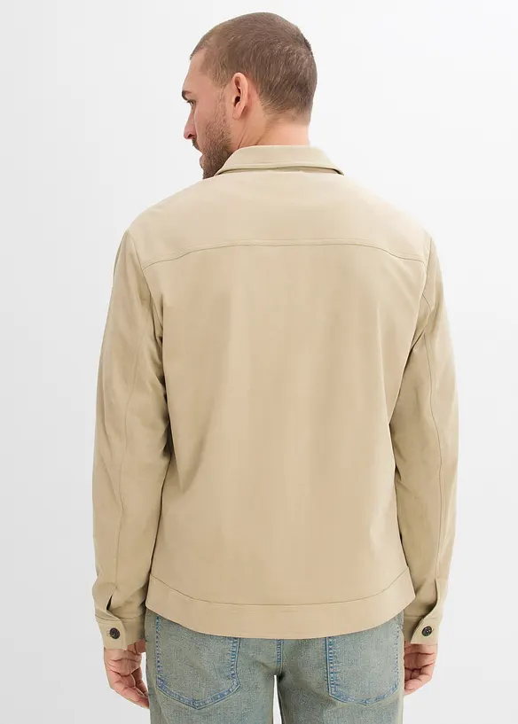 Velourslederimitat-Jacke in beige von hinten (im Anschnitt) - bonprix
