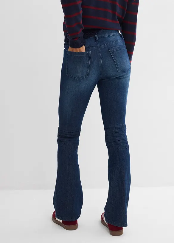 Bootcut-Jeans Mid Waist, Stretch in blau von hinten - bonprix